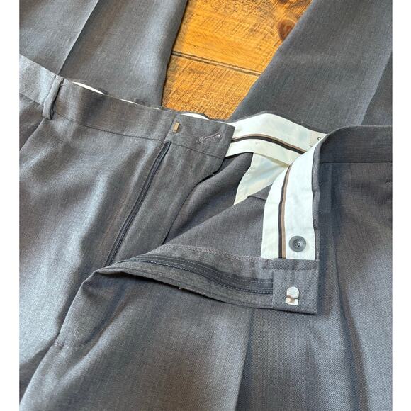 NEW Slates by Levi Strauss Vintage Gray Pleated Cuffed Dress Suit Pants 44x30 - Picture 6 of 9